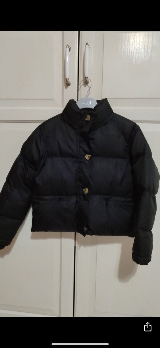 Düğmeli Siyah Kısa Kadın Kışlık Mont - Görsel 3