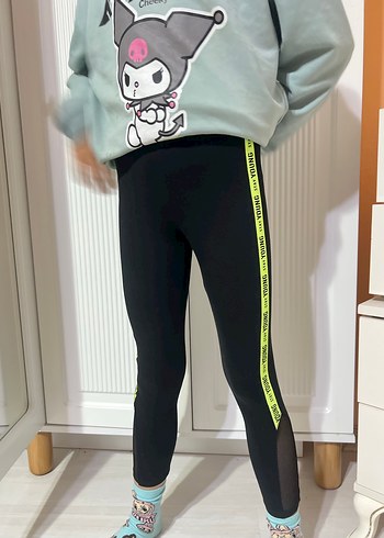 Kız Çocuk Siyah Yan Şeritli Tayt - Görsel 3