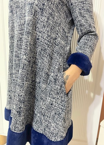 Gri Triko Midi Elbise - Görsel 3