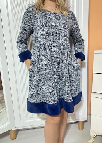 Gri Triko Midi Elbise - Görsel 2