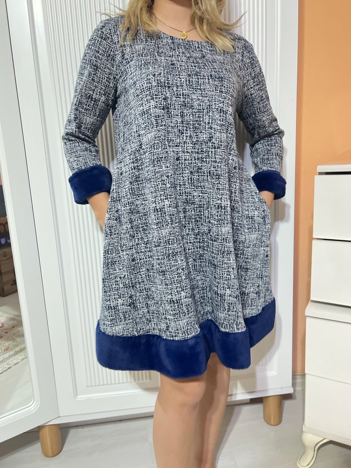 Gri Triko Midi Elbise - Görsel 2