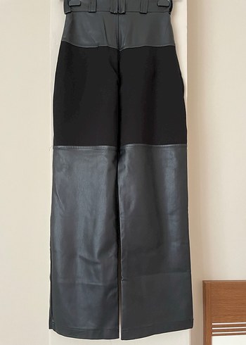 Kadın Siyah Deri Kemerli Uzun Kumaş Pantolon - Görsel 4