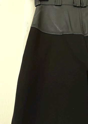 Kadın Siyah Deri Kemerli Uzun Kumaş Pantolon - Görsel 5