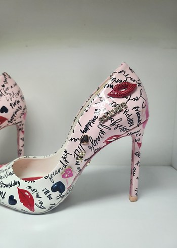 Aldo-Pembe Desenli Parlak Topuklu Stiletto
