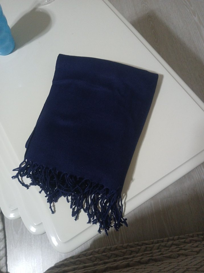 Lacivert Kadın Bohem Tarzı Drapeli Şal - Görsel 2