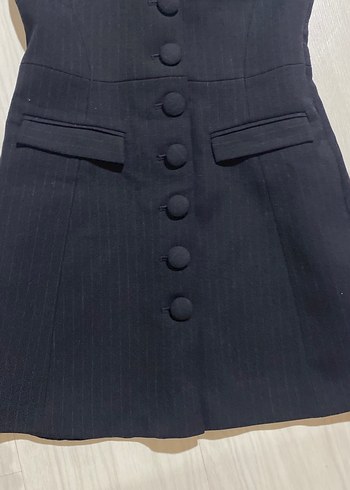 xs Beden Zara Düğmeli, Straplez Siyah Uzun Elbise