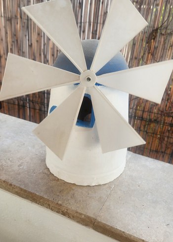 Beyaz Rüzgar Gülü Dekoratif Fan değirmen taş - Görsel 3