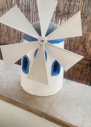 Beyaz Rüzgar Gülü Dekoratif Fan değirmen taş - Görsel 4