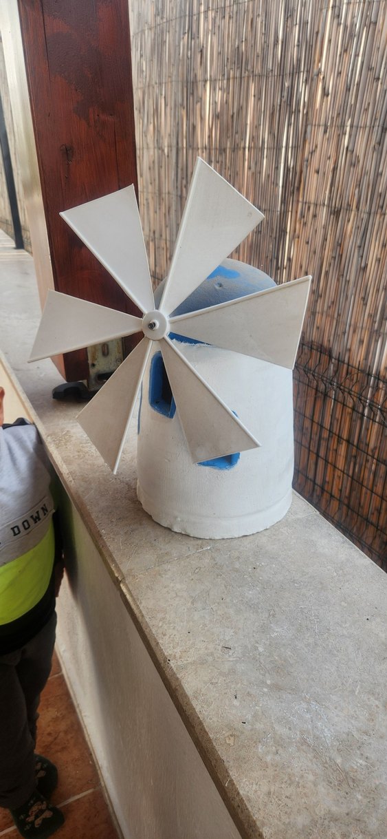 Beyaz Rüzgar Gülü Dekoratif Fan değirmen taş - Görsel 2