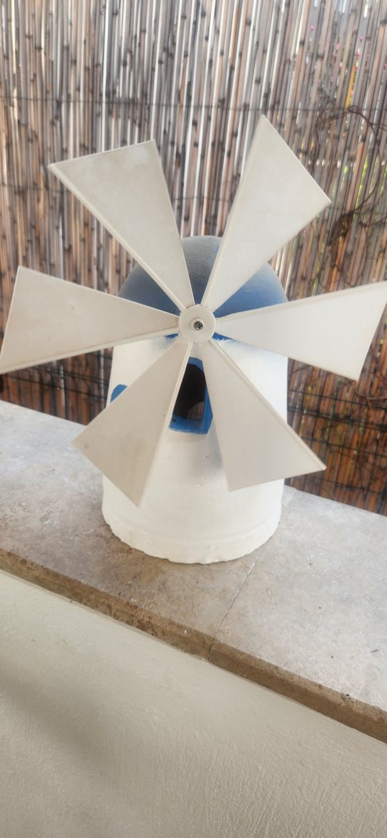 Beyaz Rüzgar Gülü Dekoratif Fan değirmen taş - Görsel 3