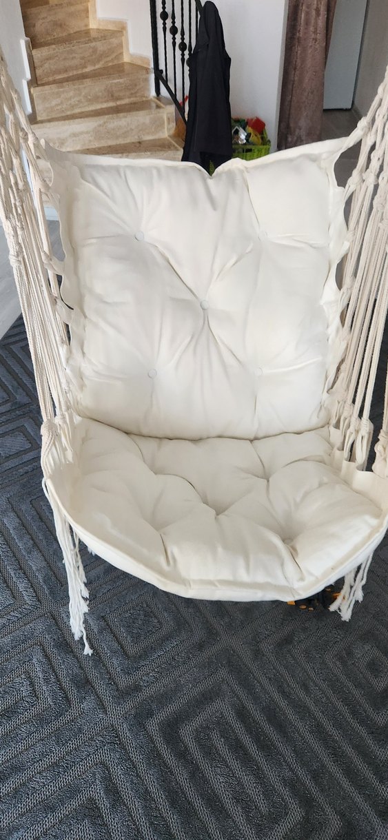 Beyaz Pamuklu Makrome Salıncak - Görsel 2