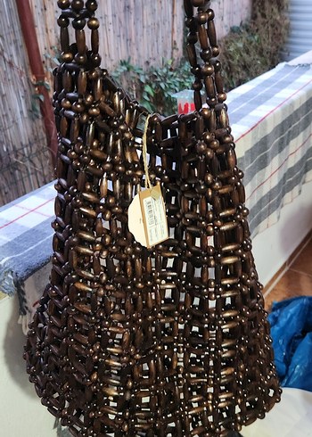 Fabrika marka,Zincir Detaylı Kadın Çanta ahşap sıfır ürün etiket - Görsel 3