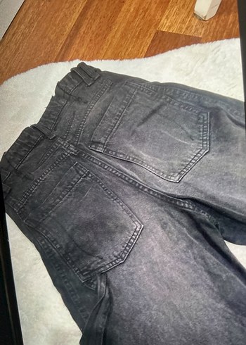 Siyah Bol Kesim Midi Kadın Kot Pantolon - Görsel 5