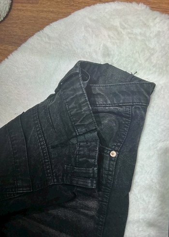 Siyah Bol Kesim Midi Kadın Kot Pantolon - Görsel 4