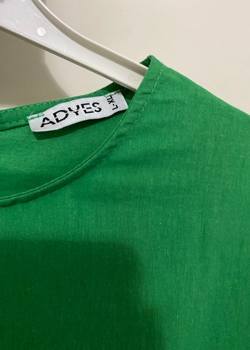 Yeşil Uzun Keten Elbise, Fırfırlı, Bol Kesim - Görsel 4