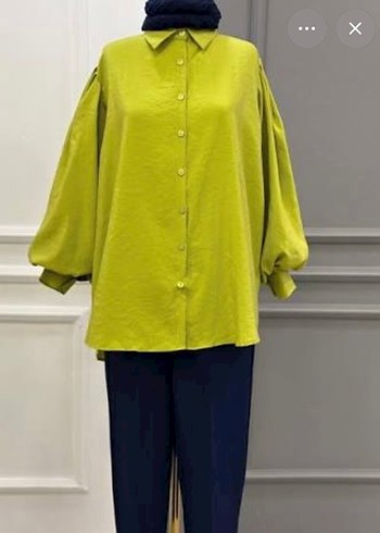 Balon kol dokulu gömlek - Görsel 6