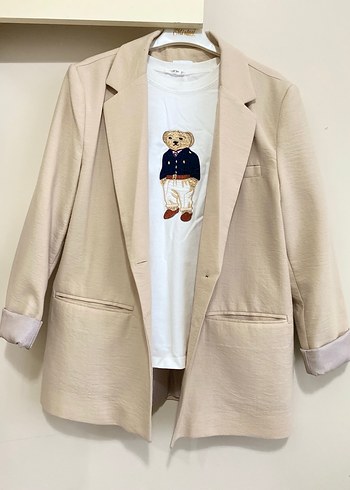 Keten Ceket & Teddy Bear tişört - Görsel 2