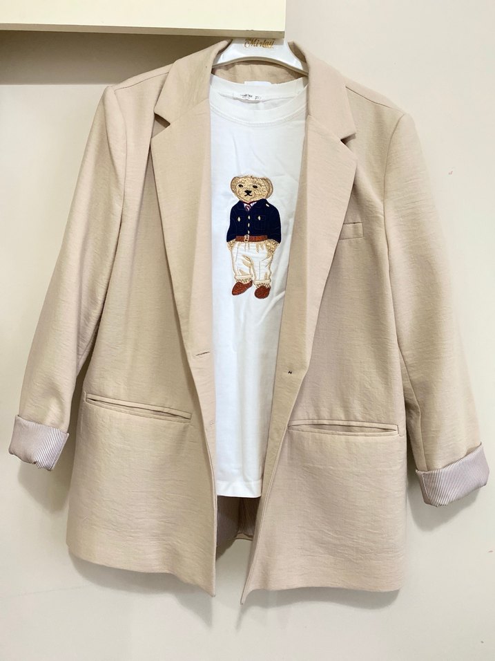 Keten Ceket & Teddy Bear tişört - Görsel 2