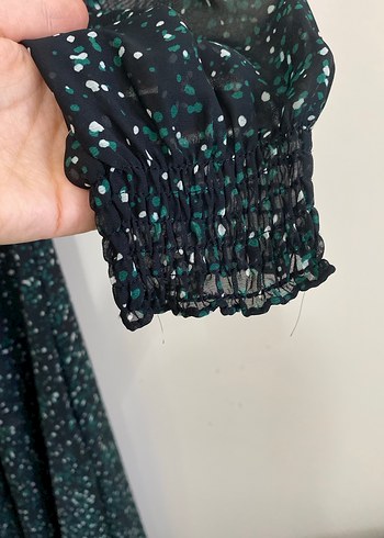 Uzun kollu şifon elbise - Görsel 4