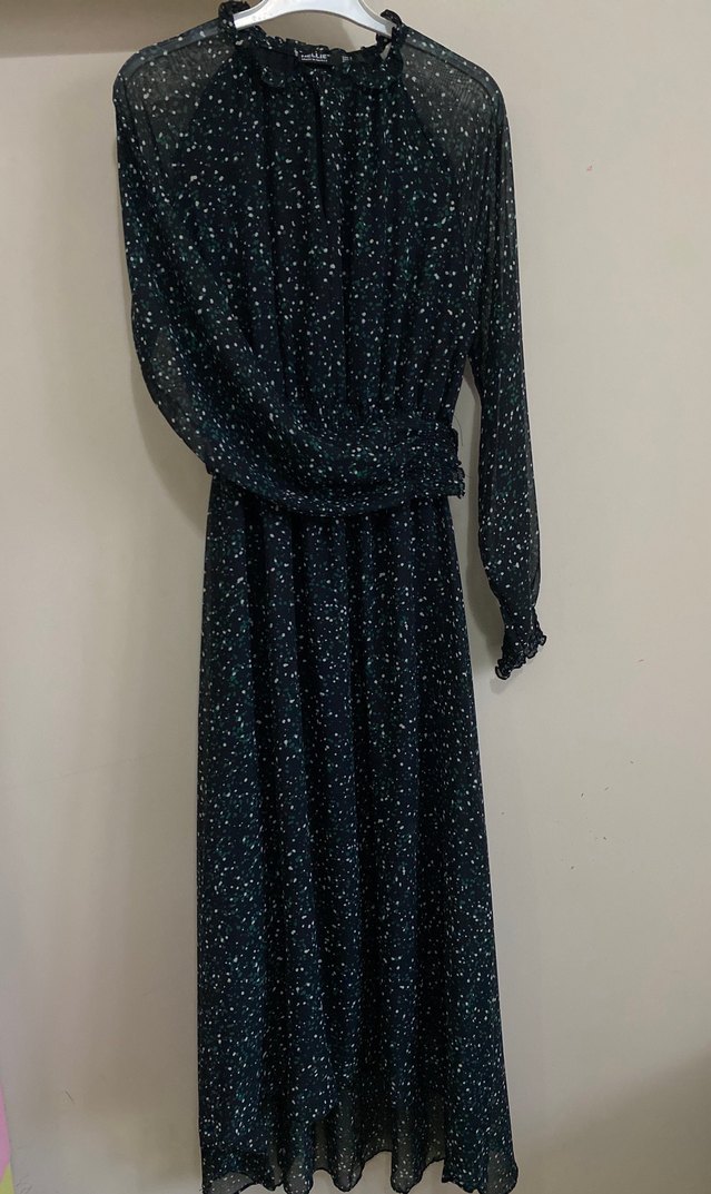 Uzun kollu şifon elbise - Görsel 2