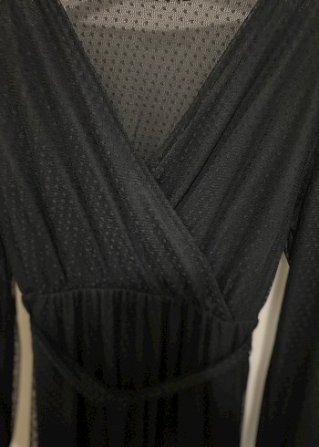 Siyah Uzun V Yaka elbise - Görsel 3