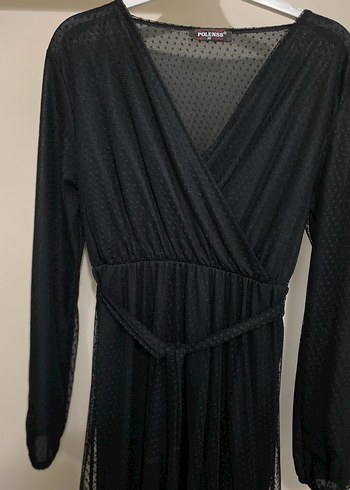 Siyah Uzun V Yaka elbise - Görsel 2