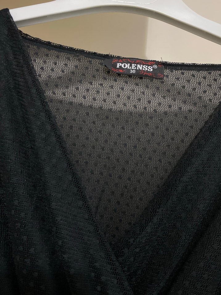 Siyah Uzun V Yaka elbise - Görsel 4