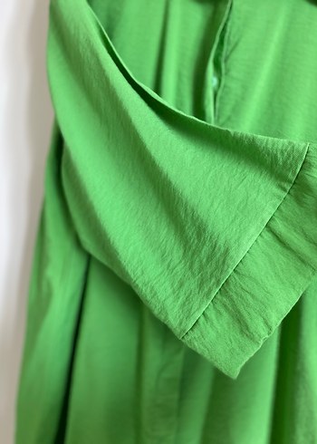 Yeşil Düğmeli Keten Gömlek - Görsel 2