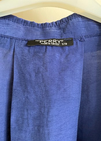 Lacivert modal oversize gömlek - Görsel 5