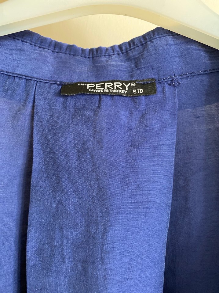 Lacivert modal oversize gömlek - Görsel 5