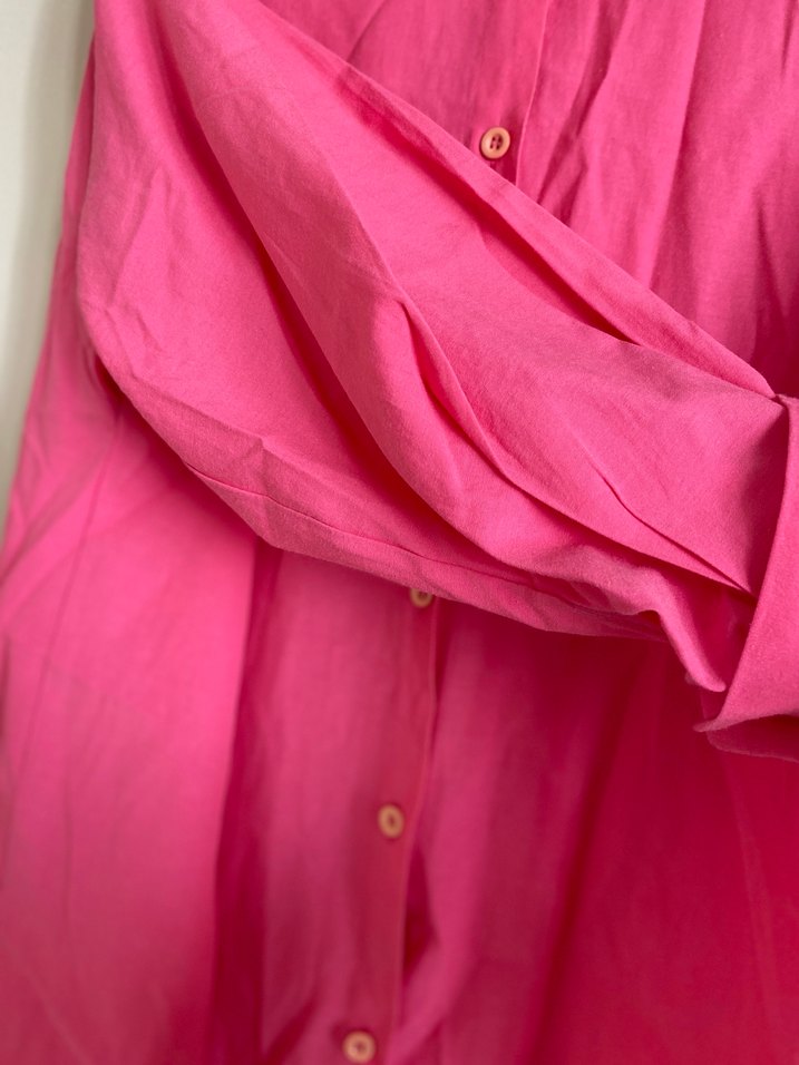 Pembe keten Gömlek - Görsel 3