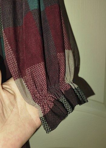 l Beden bordo Renk Bordo Bohem midi Elbise
