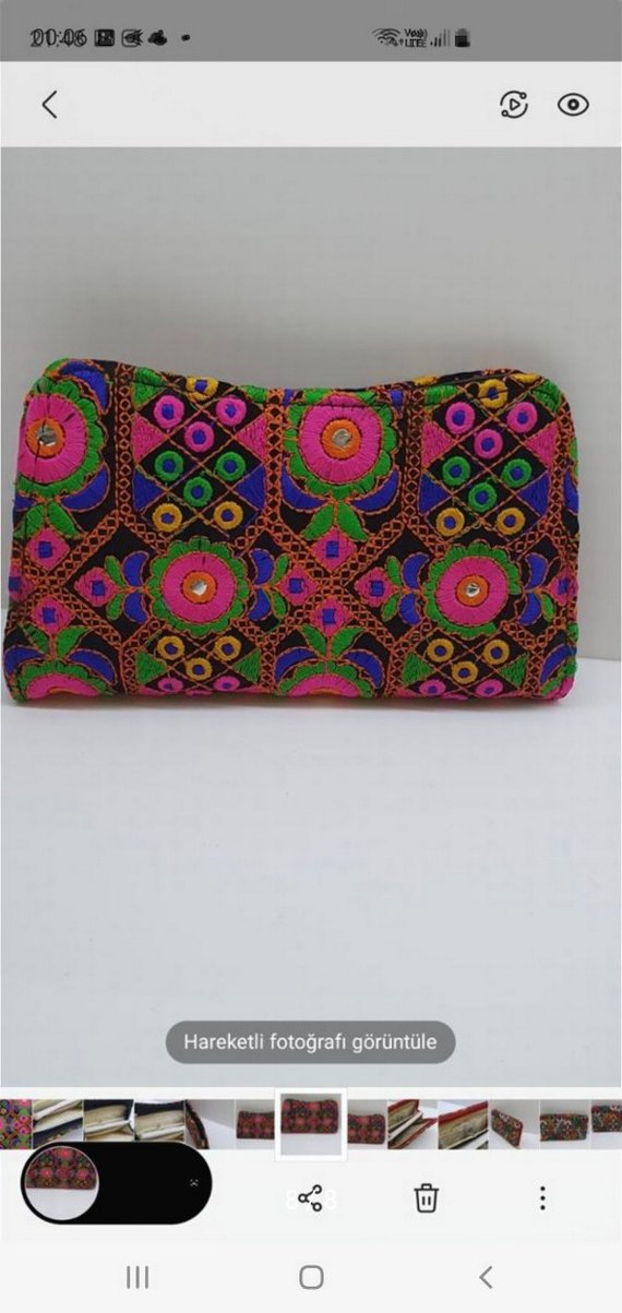 Renkli Nakışlı Bohem Kadın Portföy Çanta - Görsel 4