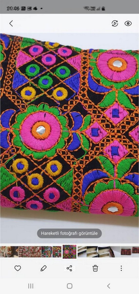 Renkli Nakışlı Bohem Kadın Portföy Çanta - Görsel 5