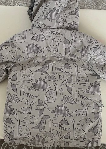 Gri Baskılı Erkek Çocuk Kürklü Ceket - Görsel 7