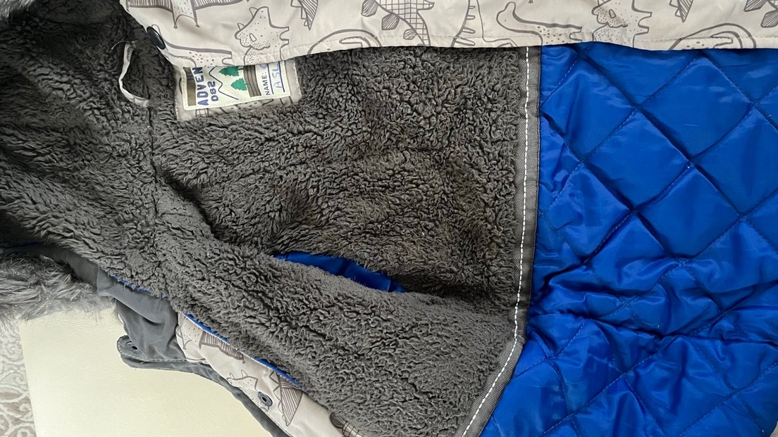 Gri Baskılı Erkek Çocuk Kürklü Ceket - Görsel 4