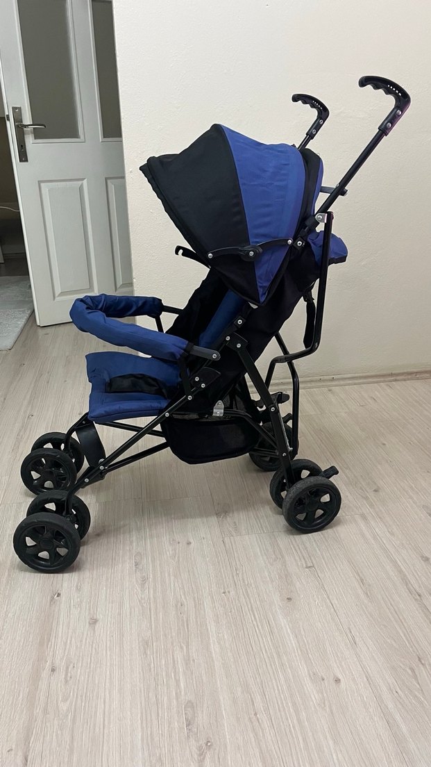 Koyu Mavi Bebek Arabası - Görsel 3