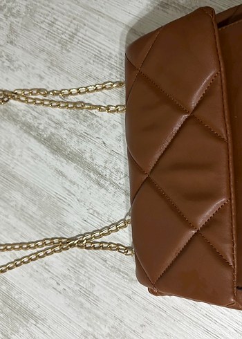 Sheinside Zincir Detaylı Kahverengi Deri Kadın Çanta