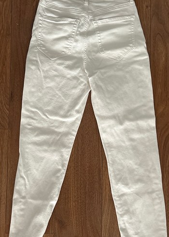 Beyaz Kadın Midi Boy Regular Fit Kot Pantolon - Görsel 3