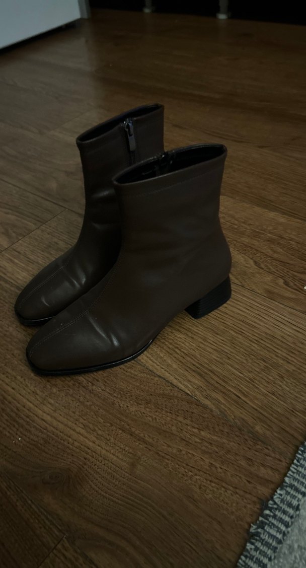 Kahverengi Deri Kadın Botlar, Tokalı, Topuklu - Görsel 2