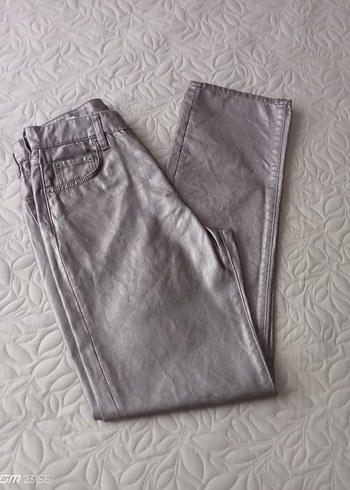 Gri Keten Kadın Pantolon Midi Boy