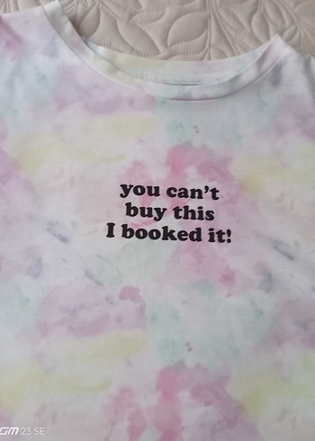 l Beden pembe Renk Pastel Tie-Dye Kısa Kollu Pamuklu Tişört