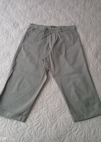 xl Beden gri Renk Yeşil Keten Kadın Kısa Pantolon