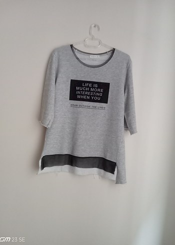 Diğer Gri Kadın Baskılı Uzun Kollu Sweatshirt