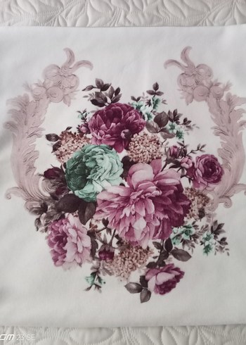 Pastel Çiçek Desenli Modern Klasik Beyaz Kırlent Kılıfı - Görsel 3