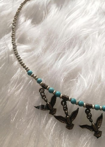 Bohem Tarz Turkuaz Boncuklu Kadın Kolye - Görsel 4