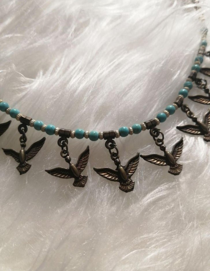 Bohem Tarz Turkuaz Boncuklu Kadın Kolye - Görsel 3