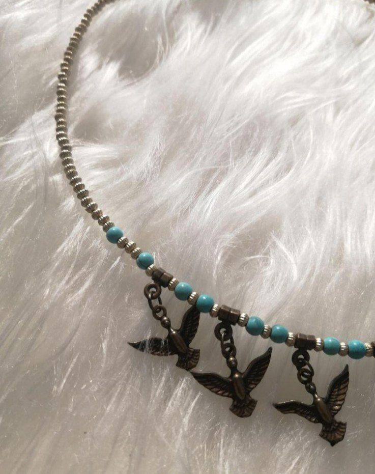 Bohem Tarz Turkuaz Boncuklu Kadın Kolye - Görsel 4