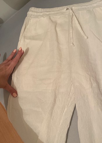 Armalife Kadın Beyaz Keten Salaş Pantolon