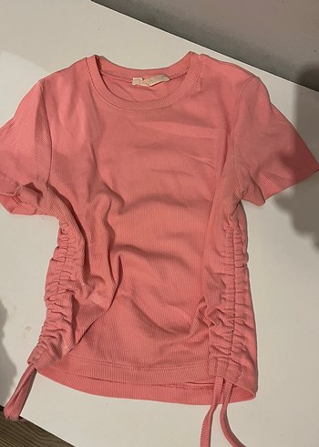 Pembe Kısa Kollu Bluz